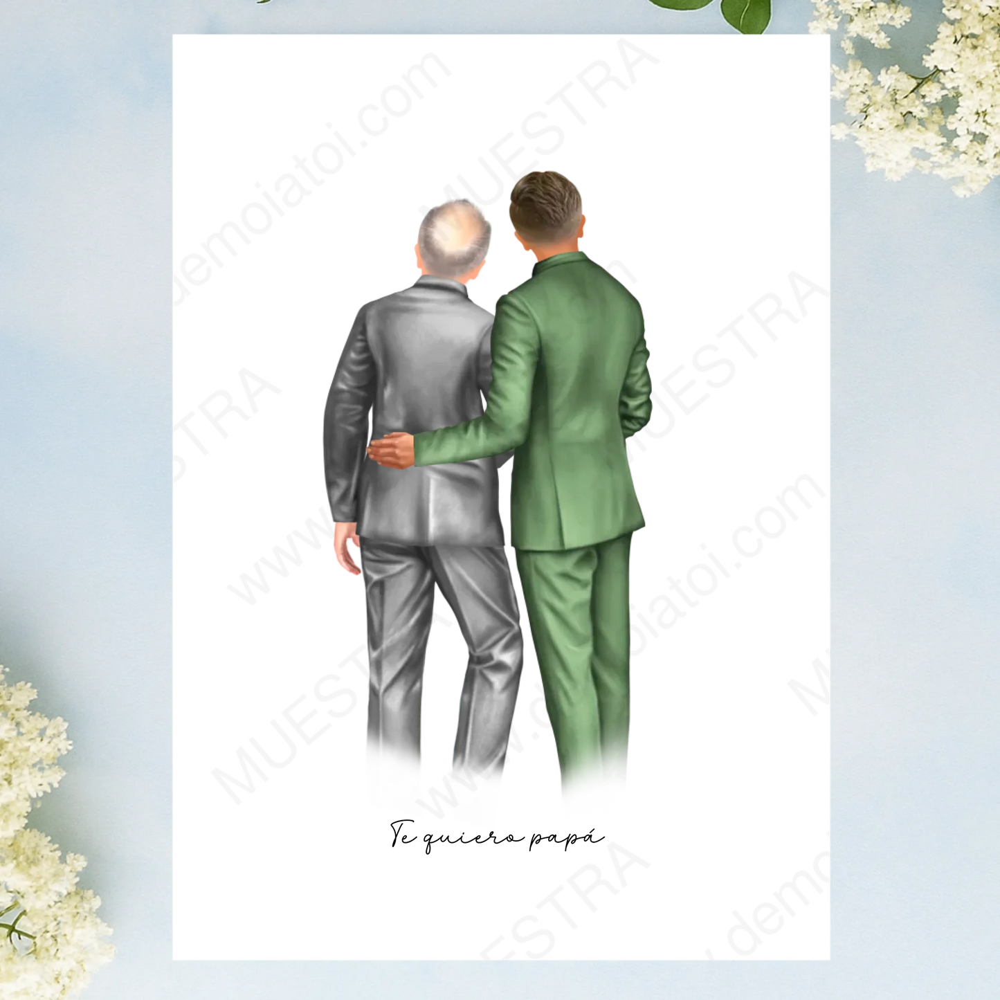 lámina personalizada con ilustración de familia para boda