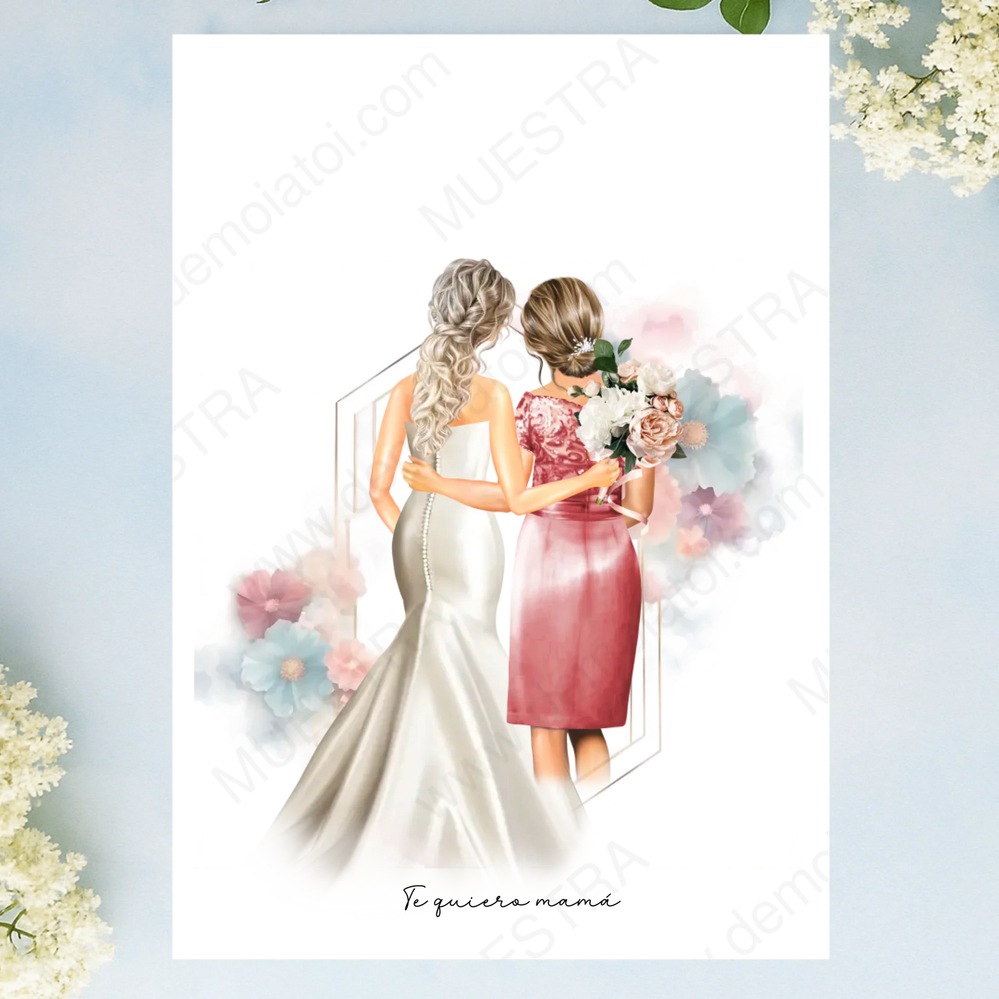 lámina personalizada con ilustración de madre para boda