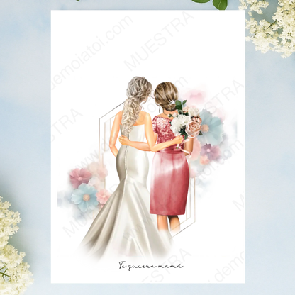 lámina personalizada con ilustración de madre para boda