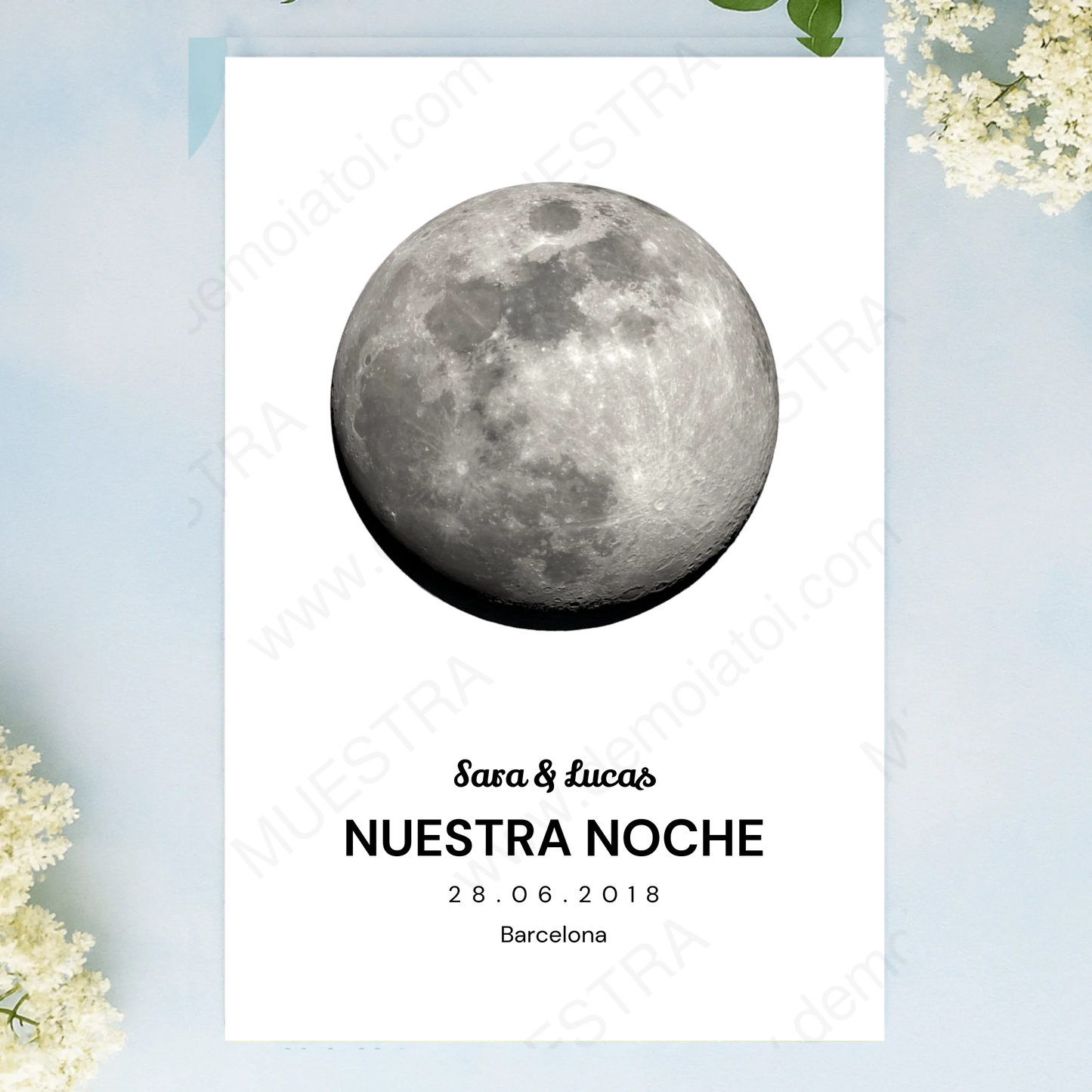 lámina impresa fase lunar para parejas