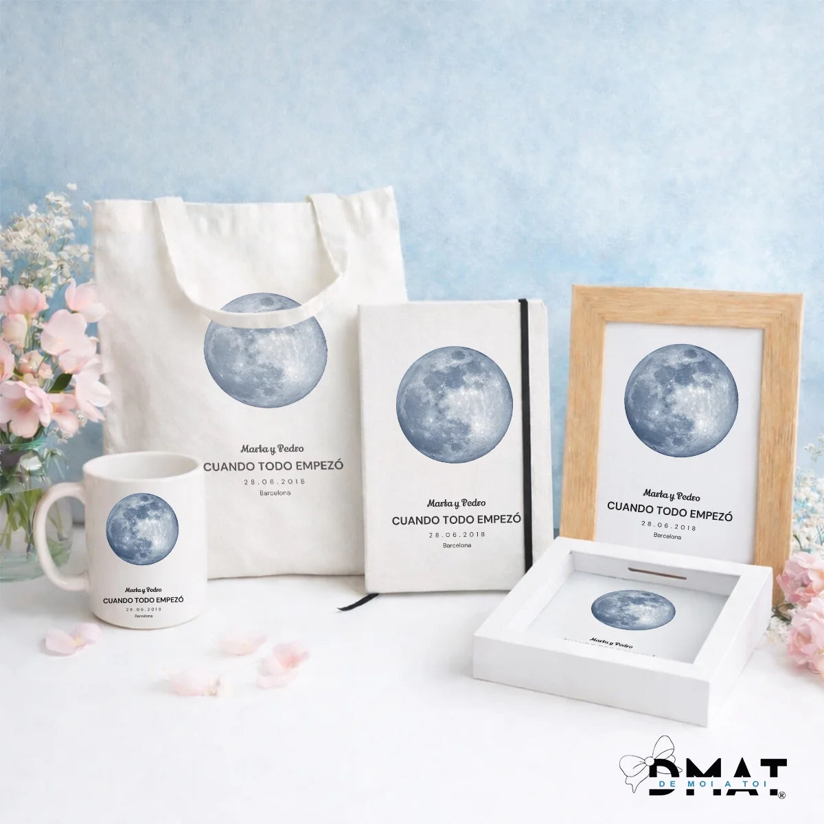 Regalos personalizados con ilustración de fase lunar