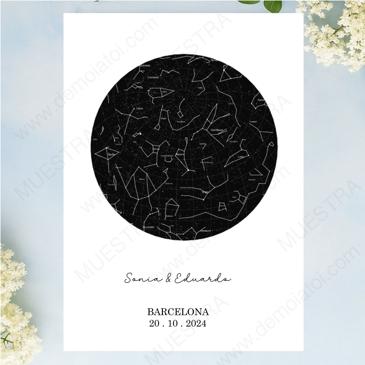 cuadro personalizado mapa estelar romántico