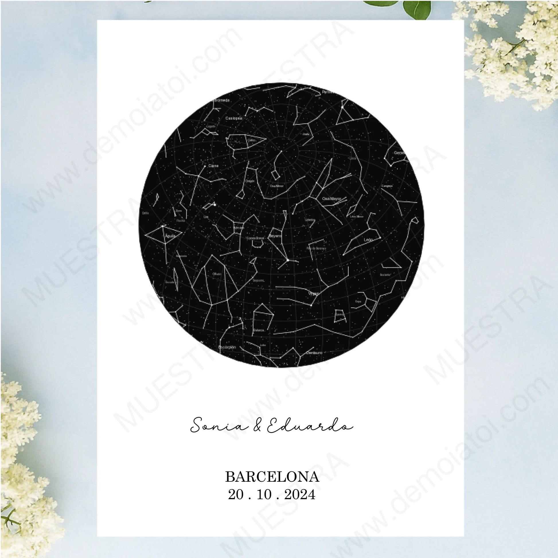 cuadro personalizado mapa estelar romántico