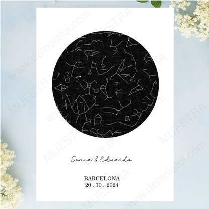 cuadro personalizado mapa estelar romántico