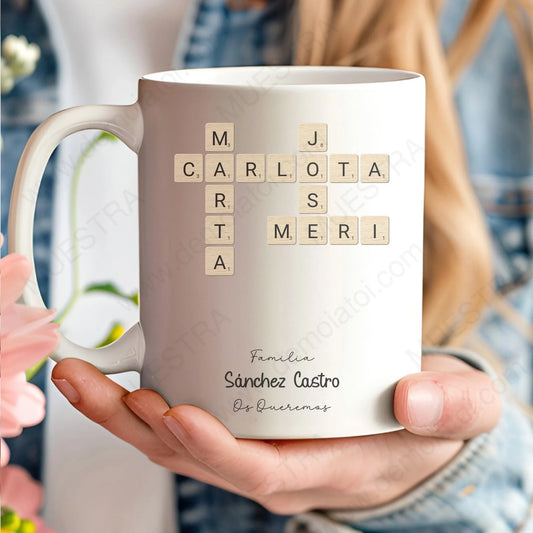 taza personalizada scrabble familia