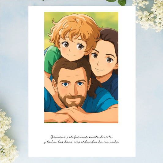 lámina impresa con ilustración anime personalizada a partir de fotografía