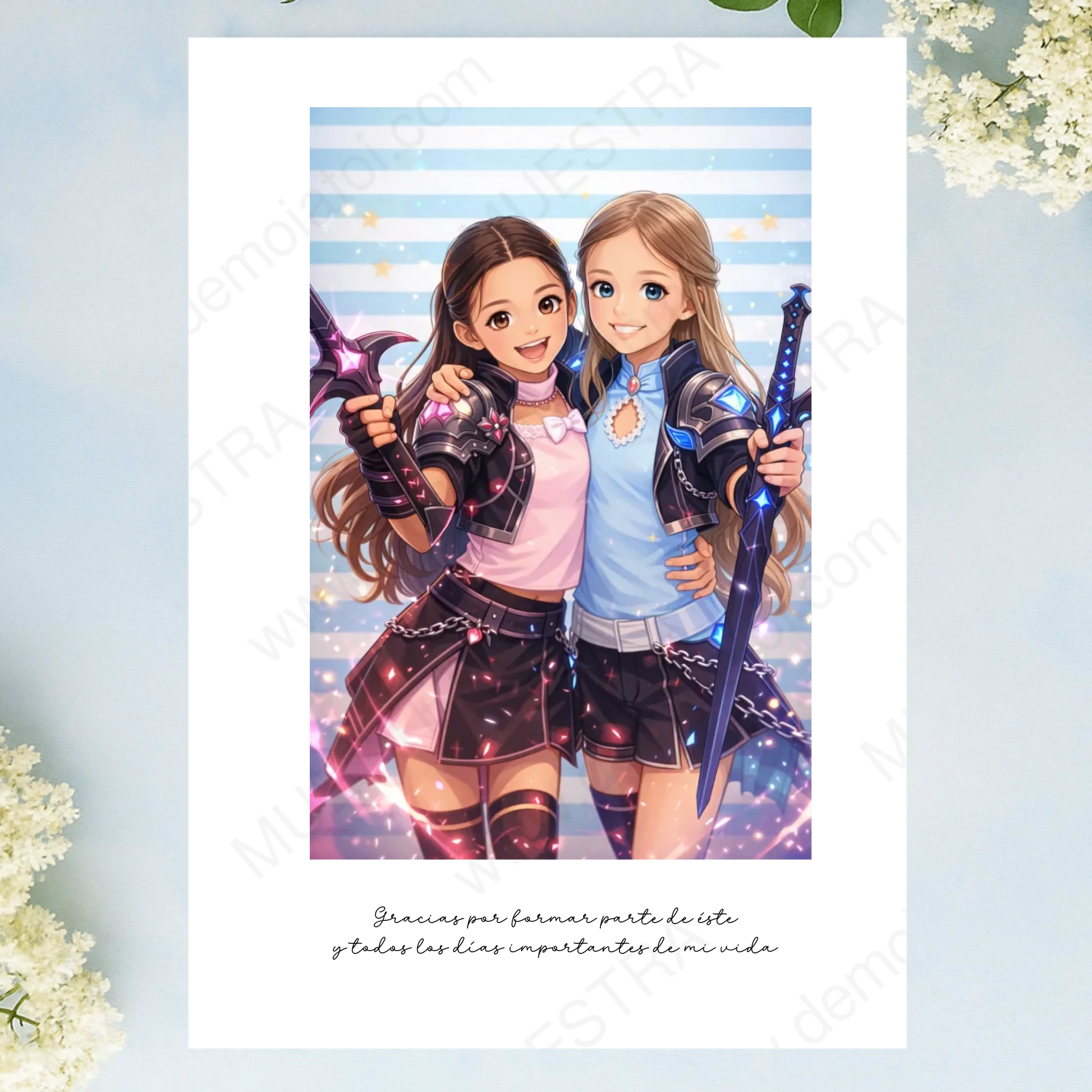 lámina impresa con ilustración personalizada estilo kpop a partir de foto