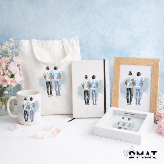 Regalos personalizados con ilustración de grupo de amigos 2-5 chicos