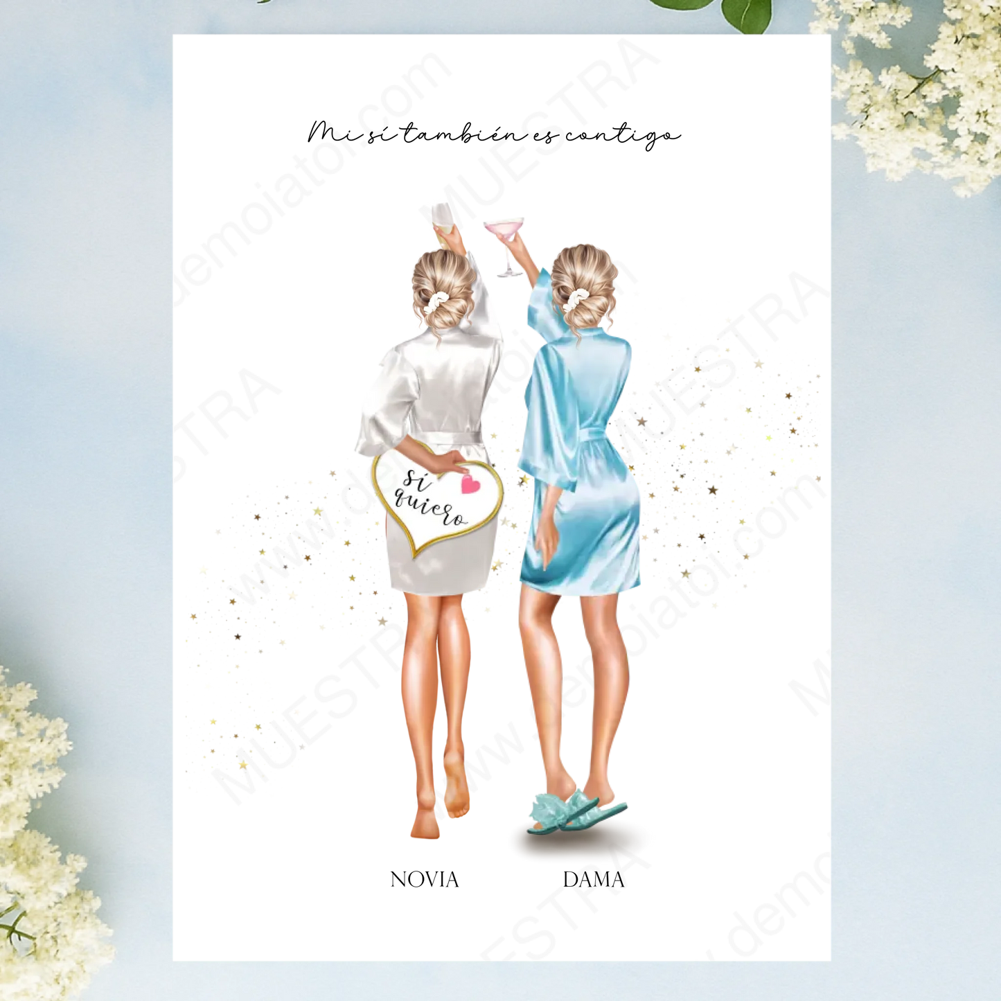 ilustración damas de honor editable online