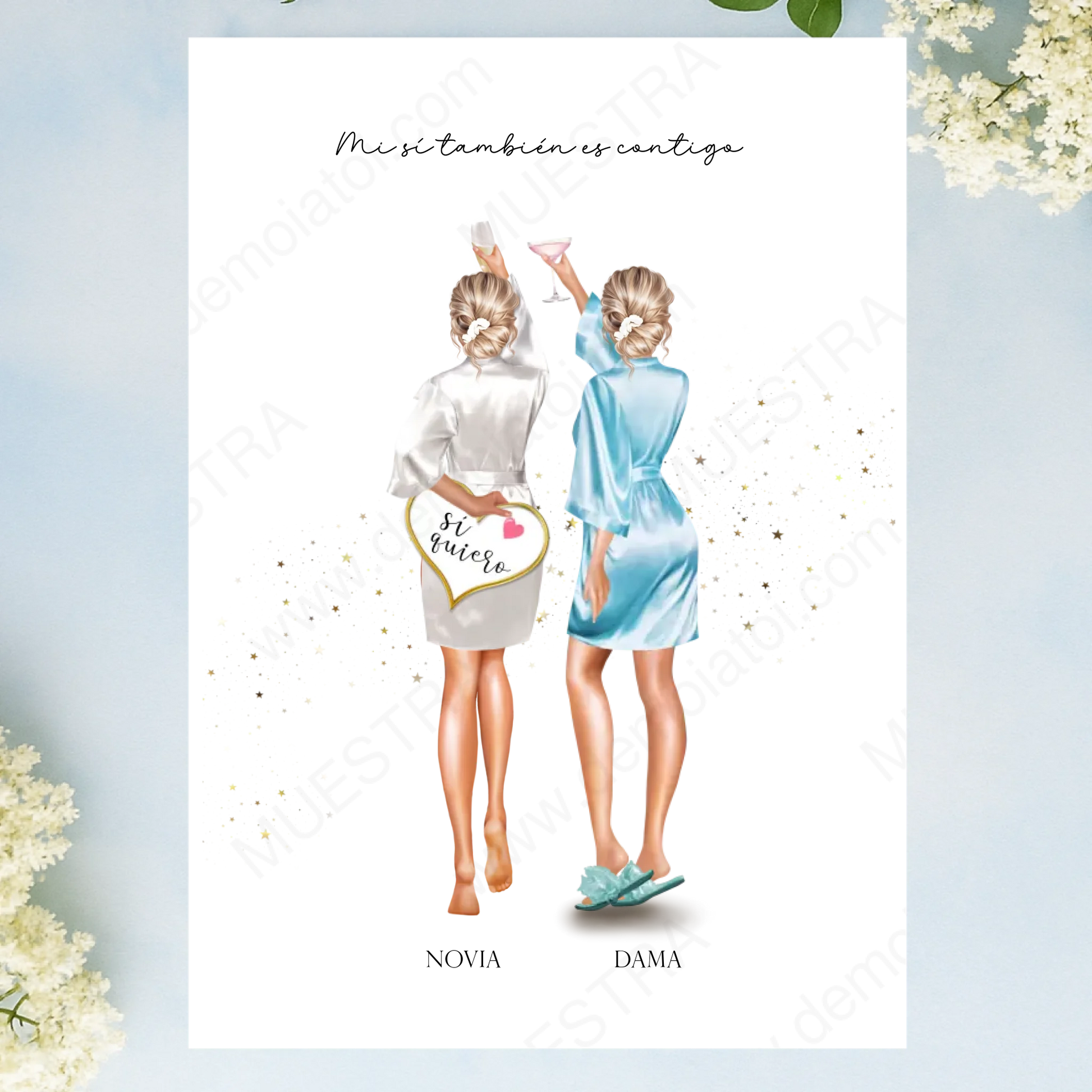 ilustración damas de honor editable online