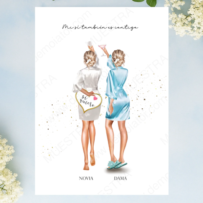 ilustración damas de honor editable online