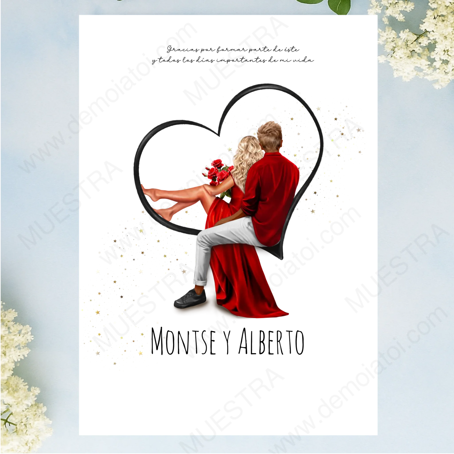 Lámina A4 personalizada de pareja san valentín