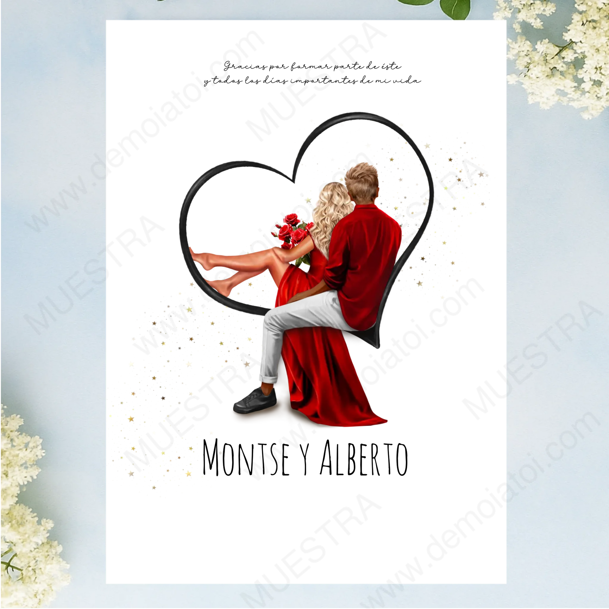 Lámina A4 personalizada de pareja san valentín