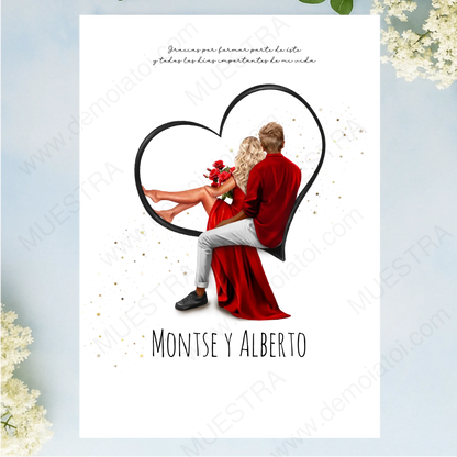 Lámina A4 personalizada de pareja san valentín