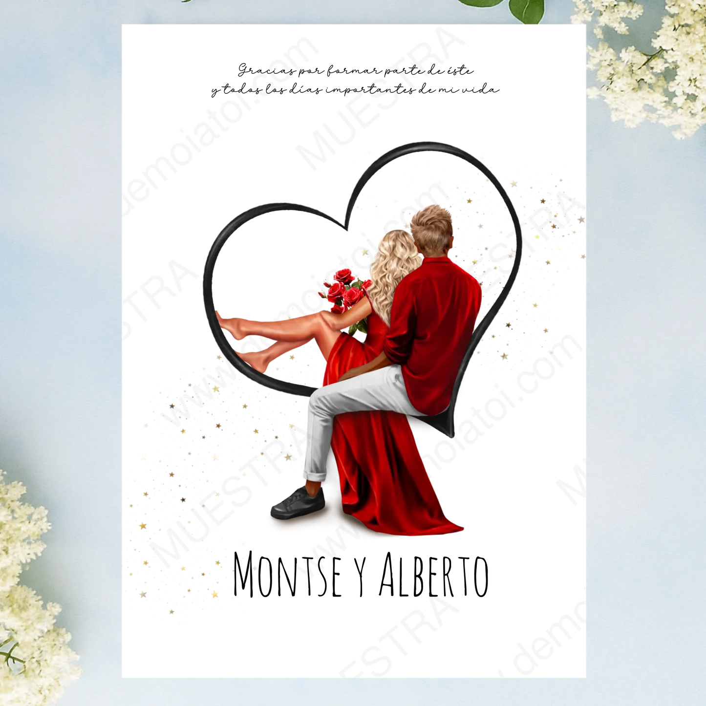 Lámina A3 personalizada de pareja enamorados