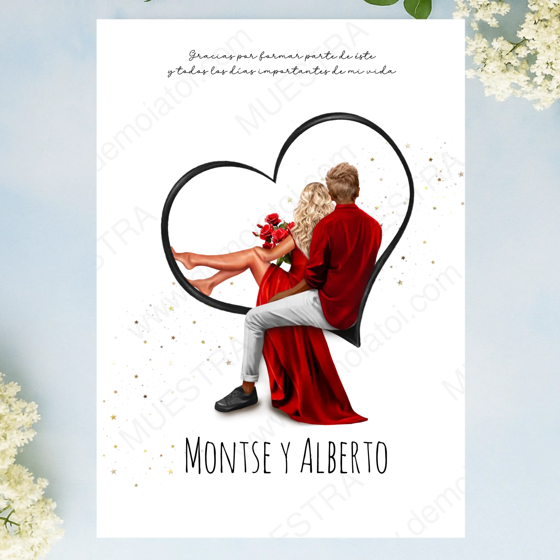 Lámina A3 personalizada de pareja enamorados