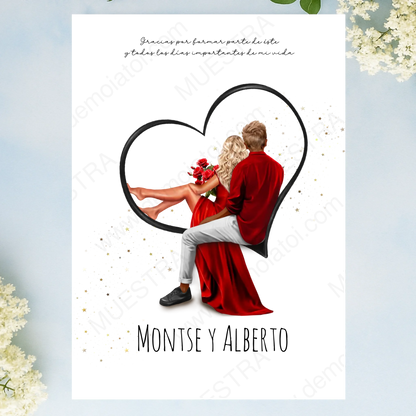 Lámina A3 personalizada de pareja enamorados