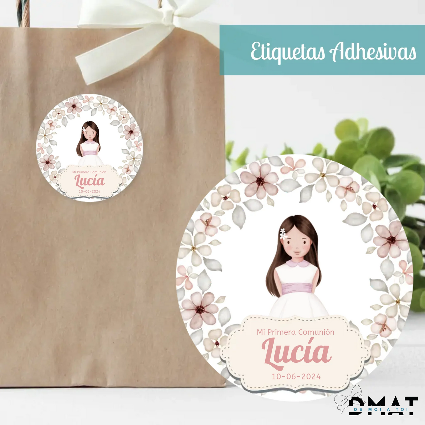 Tarjetas y etiquetas de regalo con dibujo comunión niña (Pack 10 uds)