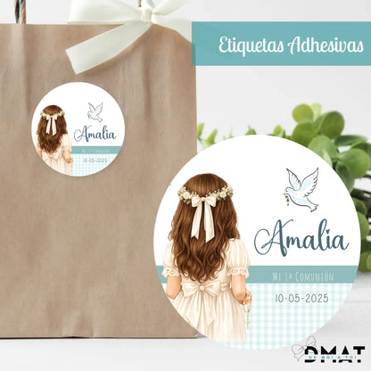 Tarjetas y etiquetas de regalo personalizadas Vichy comunión – Pack 10 unidades