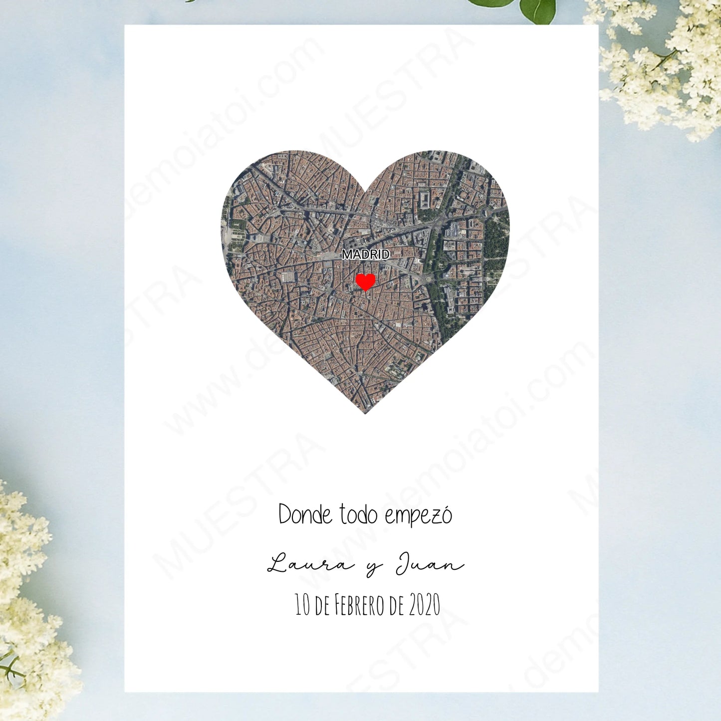 cuadro personalizado corazón mapa enamorados