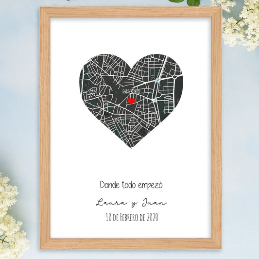 Cuadro personalizado con ilustración de mapa de ubicación GPS