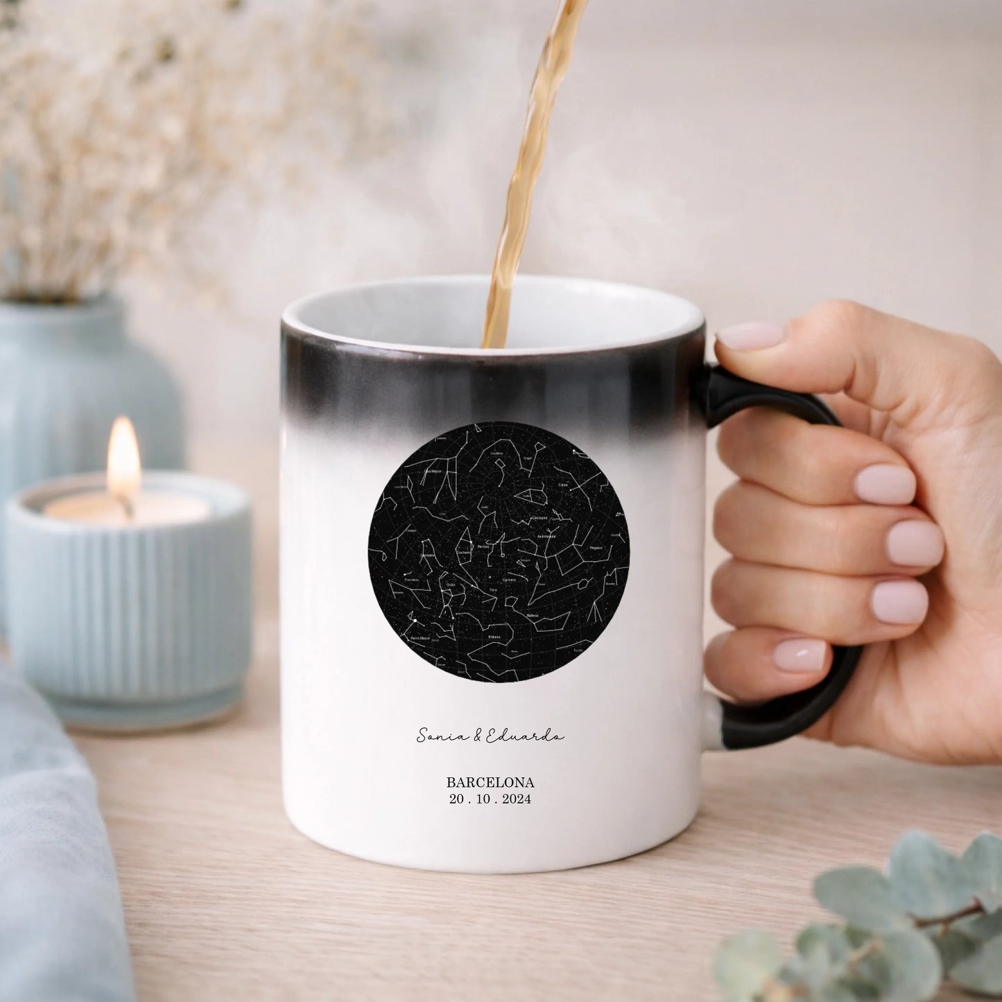 Taza personalizados con ilustración de mapa estelar