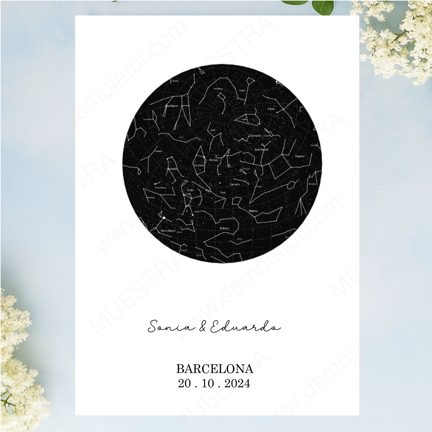 Cuadro personalizado para enamorados con mapa estelar