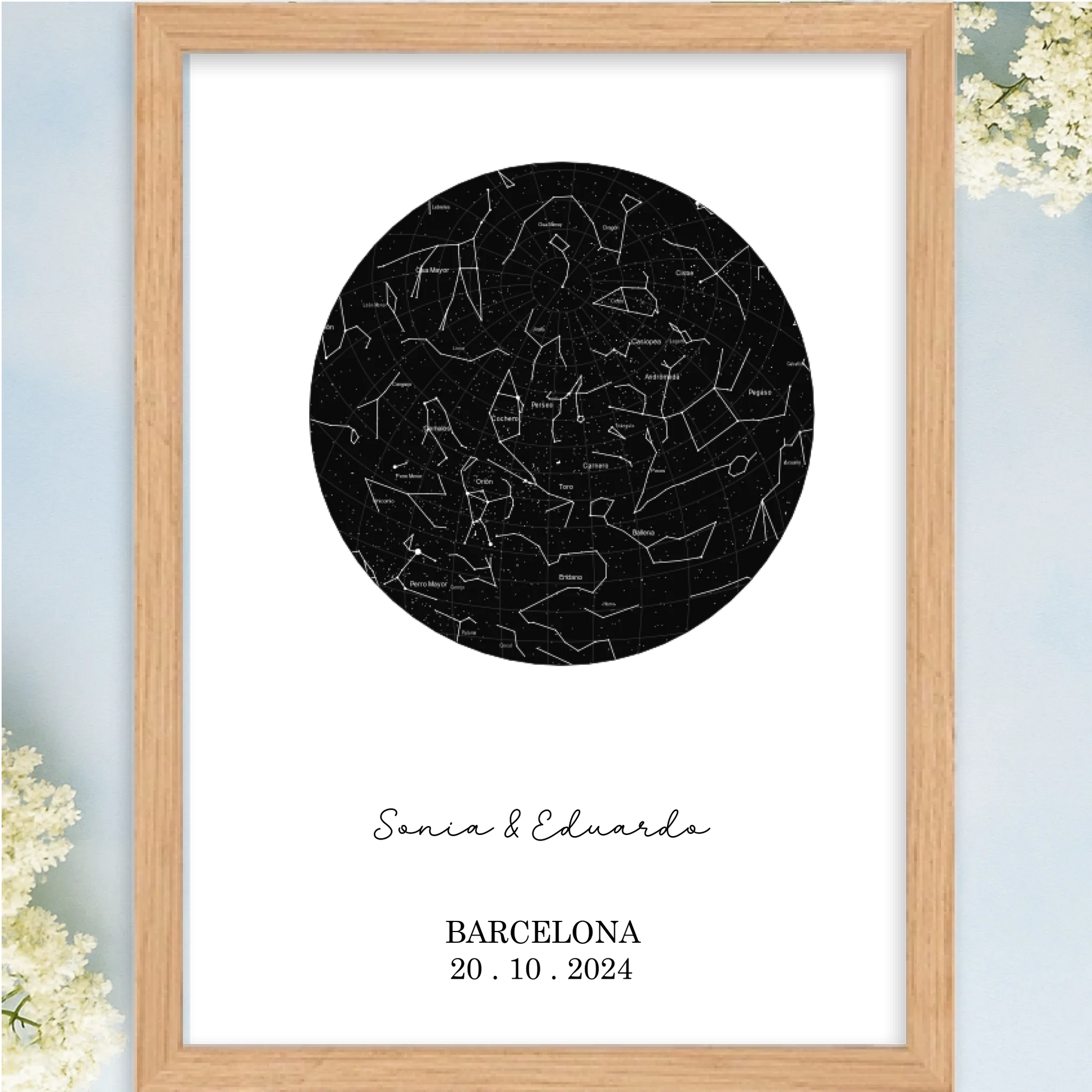 Cuadro personalizado para enamorados con constelaciones