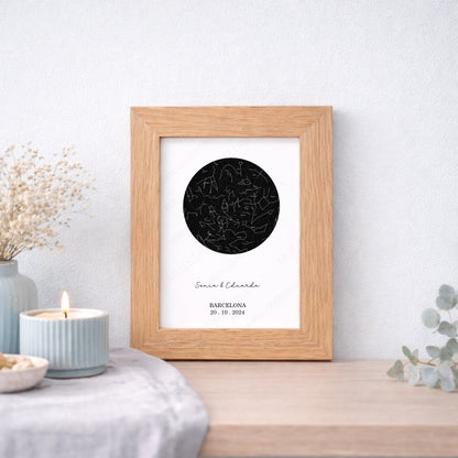 Regalo original para enamorados y nacimientos de mapa de estrellas real