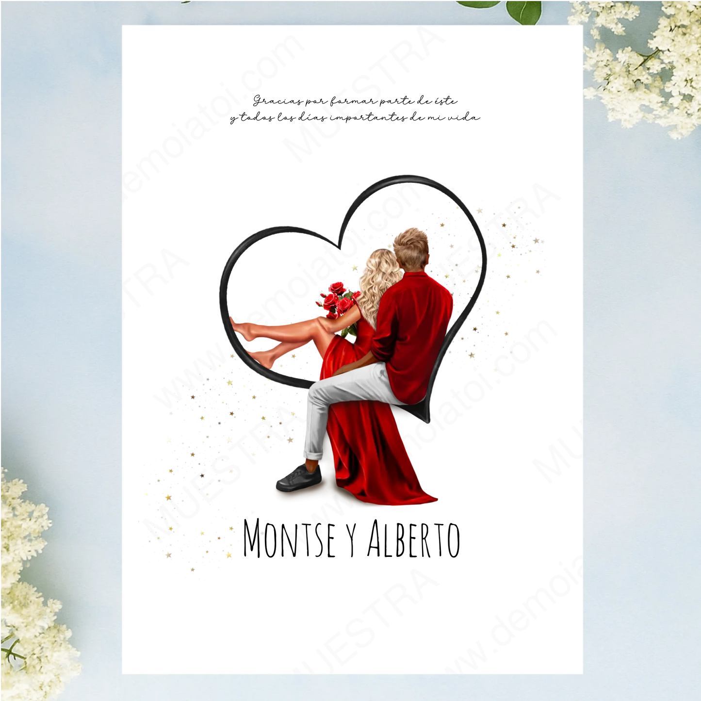 Lámina personalizada A4 con mapa gps para enamorados