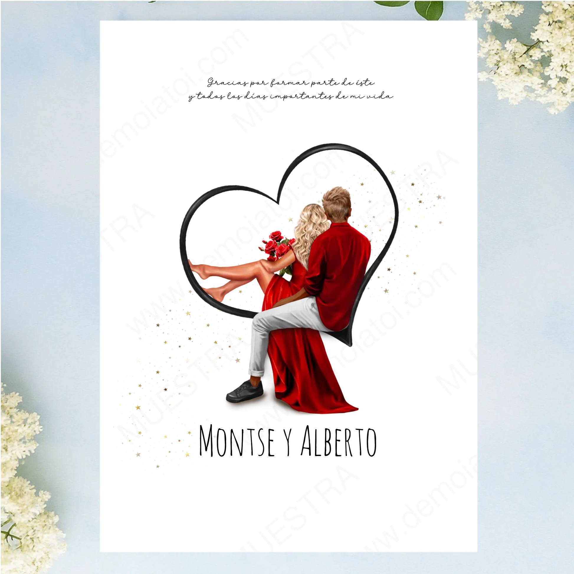 Lámina personalizada A4 con mapa gps para enamorados