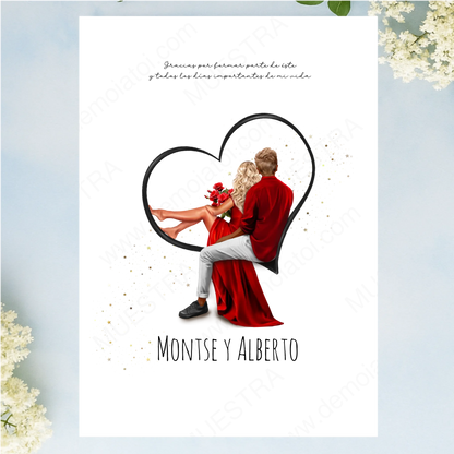 Lámina personalizada A4 con mapa gps para enamorados