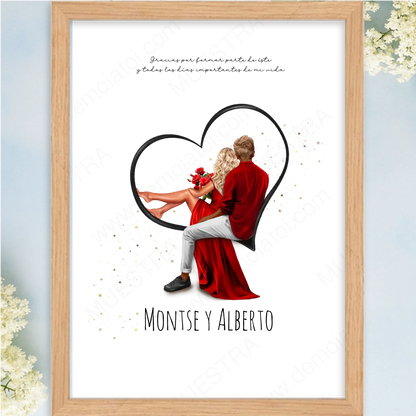 Cuadro personalizado para enamorados con mapa de coordenadas