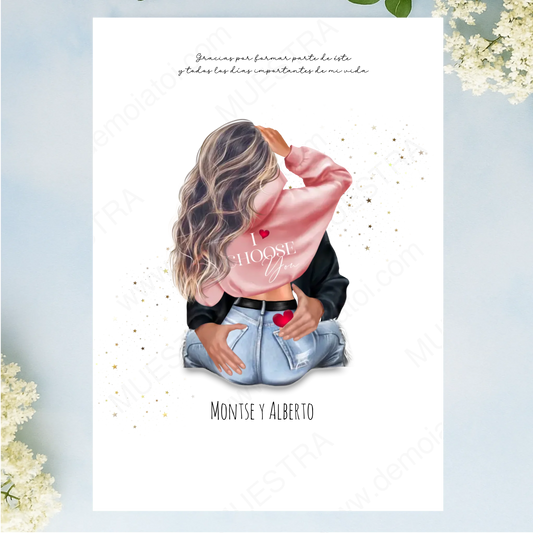 Lámina A4 personalizada de pareja enamorados