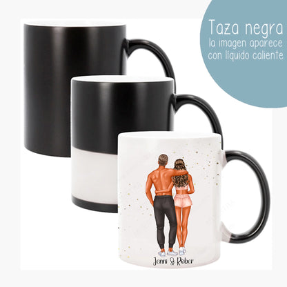taza magica personalizada con ilustración pareja