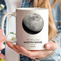 Taza personalizada con fase lunar y nombre – Regalo original con fecha especial