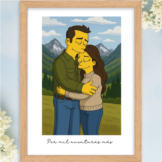 Cuadro personalizado caricatura estilo Simpson desde foto – Ilustración personalizada