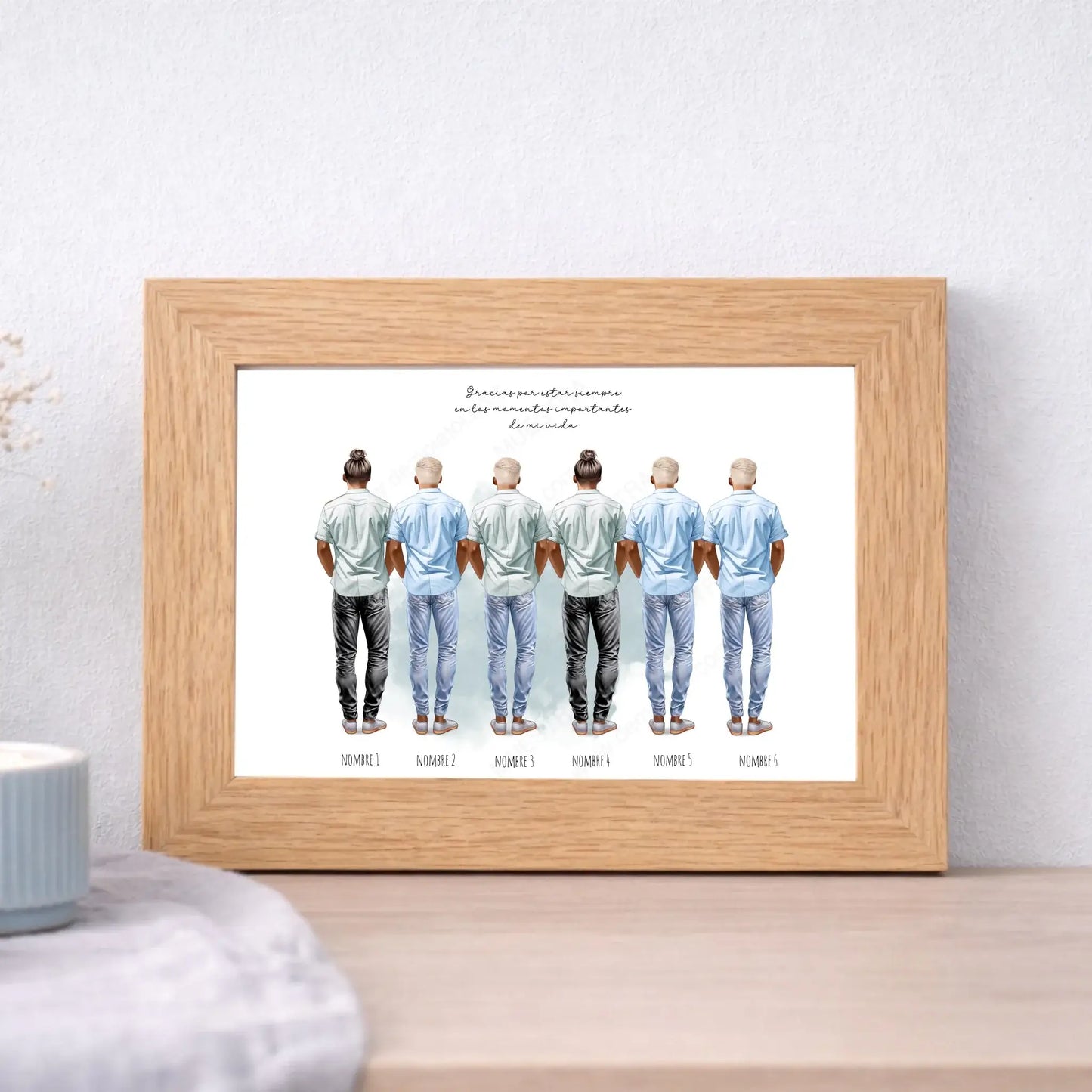 Lámina o cuadro personalizado grupo de amigos – Regalo con ilustración y nombre