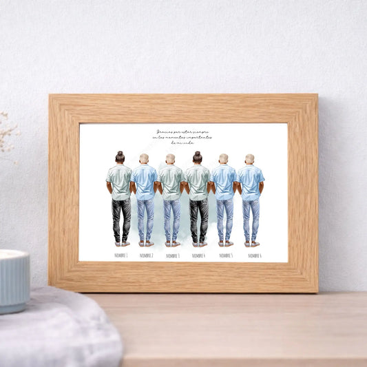 Cuadros y láminas personalizados con ilustración de grupo de amigos