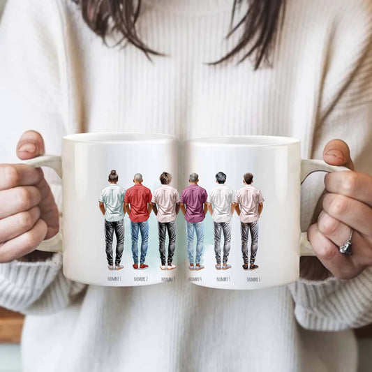 Taza personalizada con ilustración de grupo de amigos 6-10 chicos