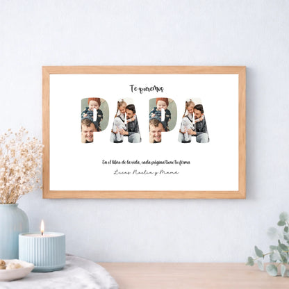 Cuadro personalizado para papá con fotos y nombres – Regalo con marco (A5 A4 A3)