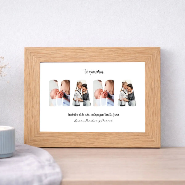 Cuadro personalizado para mamá con fotos y nombres – Regalo con marco (A5 A4 A3)
