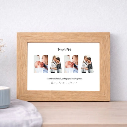Cuadro personalizado para mamá con fotos y nombres – Regalo con marco (A5 A4 A3)