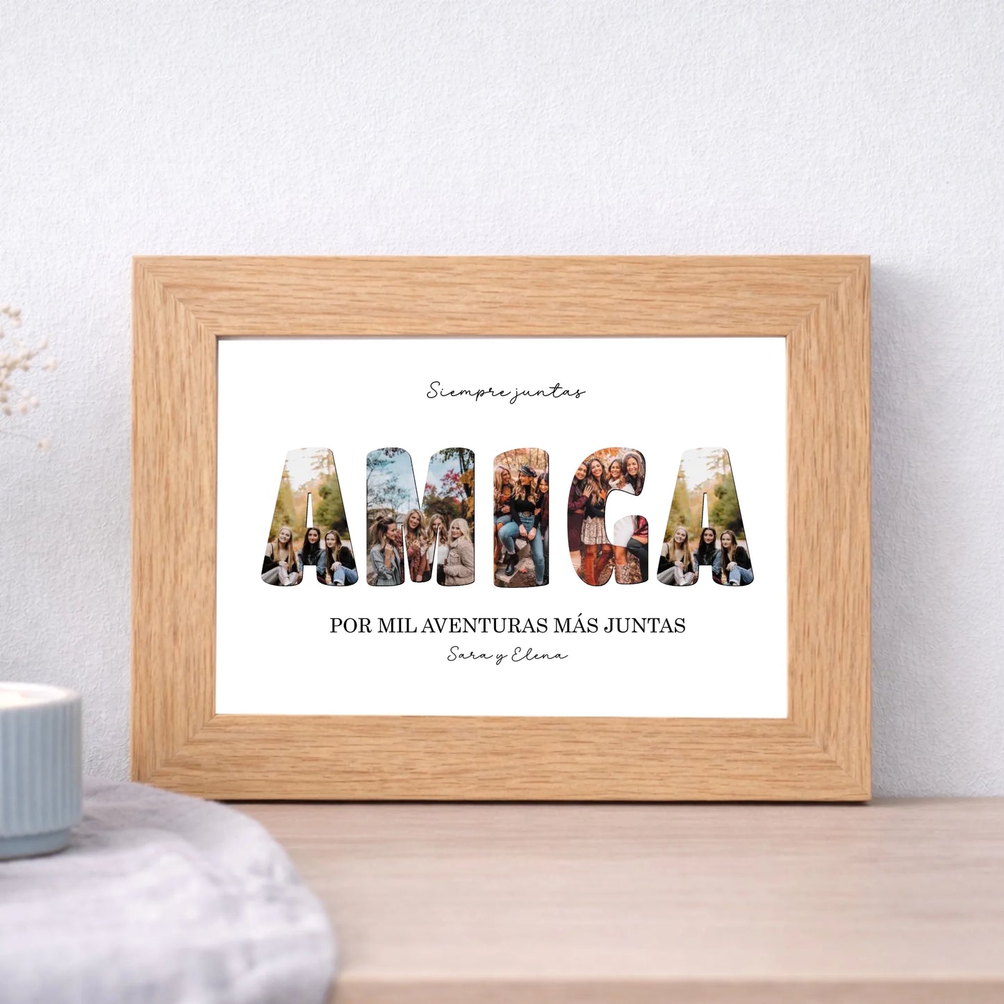 Cuadro personalizado para amiga con fotos y nombres – Regalo con marco (A5 A4 A3)