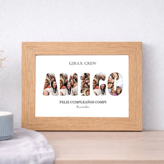 Cuadro personalizado para amigo con fotos y nombres – Regalo con marco (A5 A4 A3)