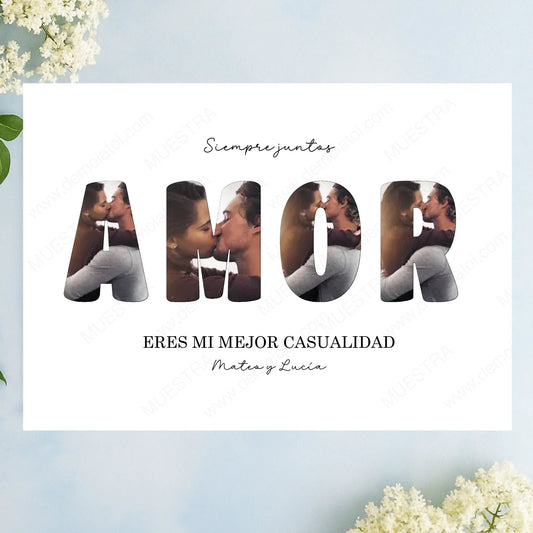 Lámina personalizada amor con fotos y dedicatoria