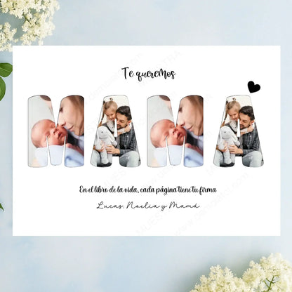 Lámina decorativa personalizada con fotos para mamá