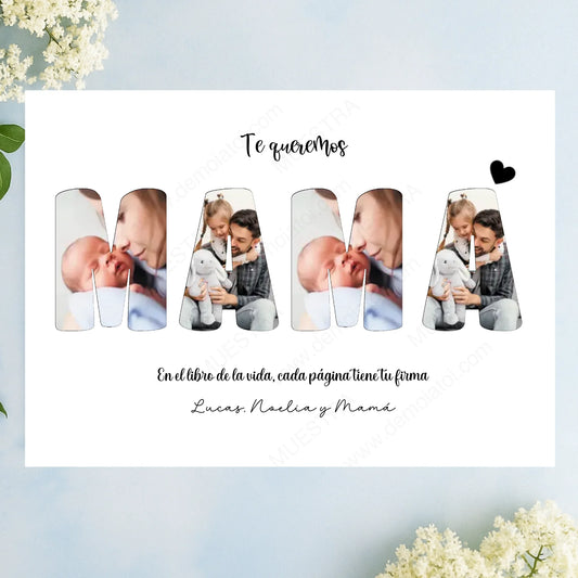 Lámina decorativa personalizada con fotos para mamá