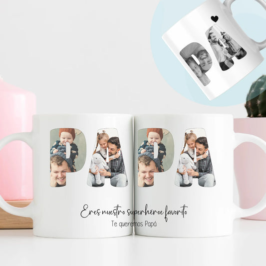 Taza personalizada con fotos y nombre – Regalo especial para papá