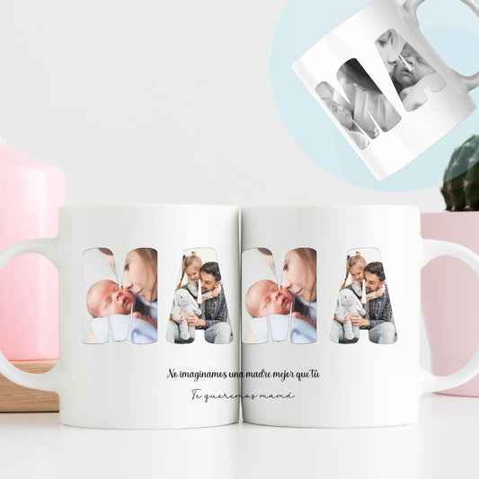 Taza personalizada con fotos y nombre – Regalo especial para mamá